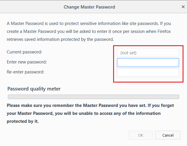 change master password in firefox