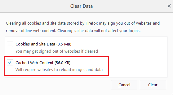 firefox clear cache