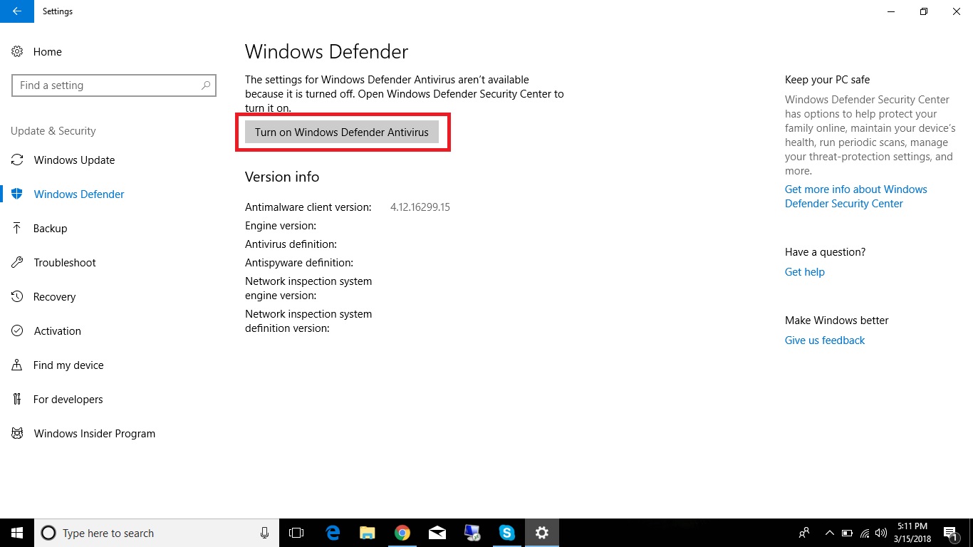 Настройка windows defender в windows 10