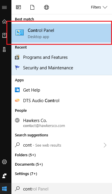 cannot find control panel in windows 10