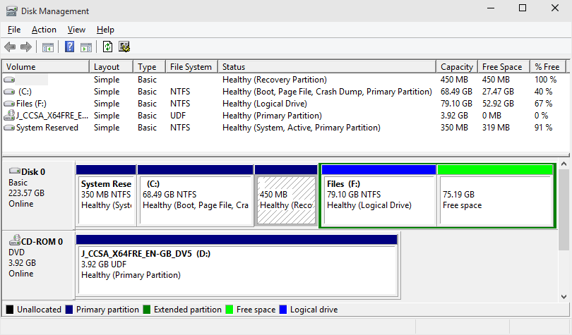 windows 10 reclaim disk space partition