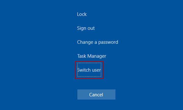how to switch users on windows 10