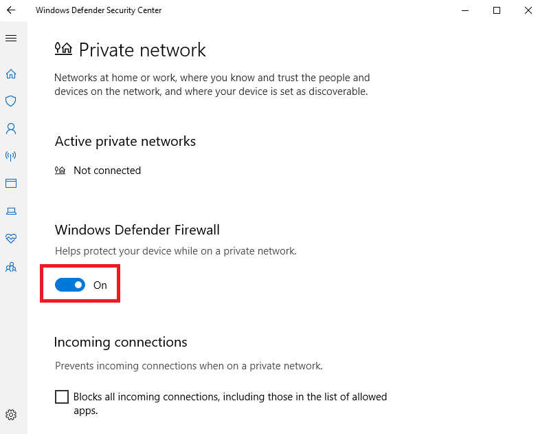 firewall settings windows 10