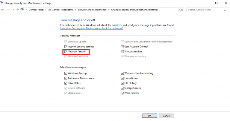 disabling firewall windows 10