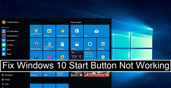 windows 10 start button not working
