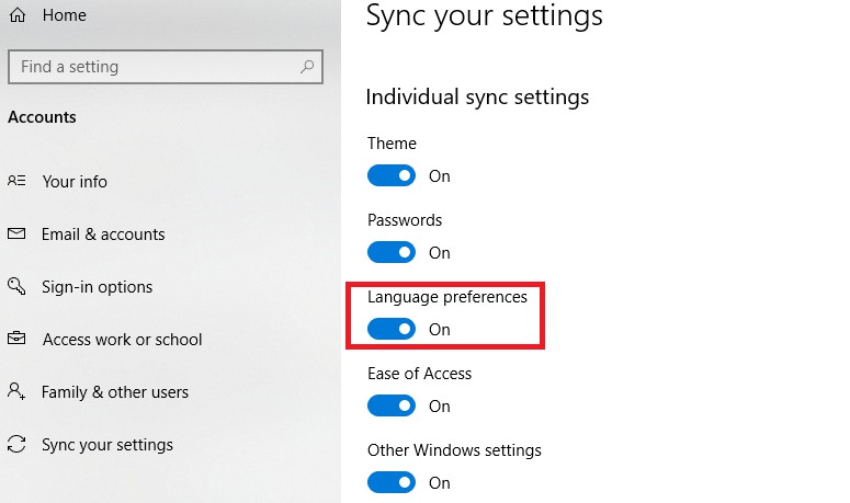 how to change language in windows 10