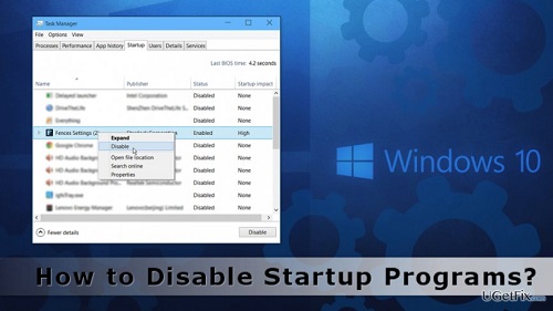 disable startup programs windows 10