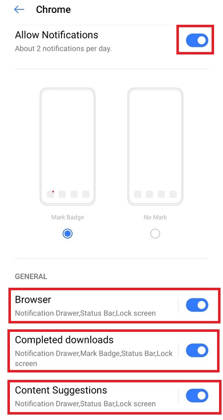 turn off notifications chrome in android