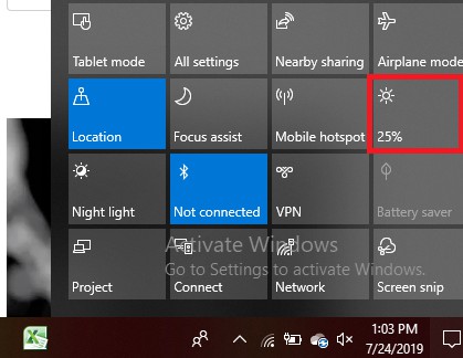 control pc screen brightness windows 10