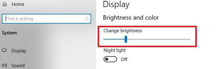 screen brightness windows 10