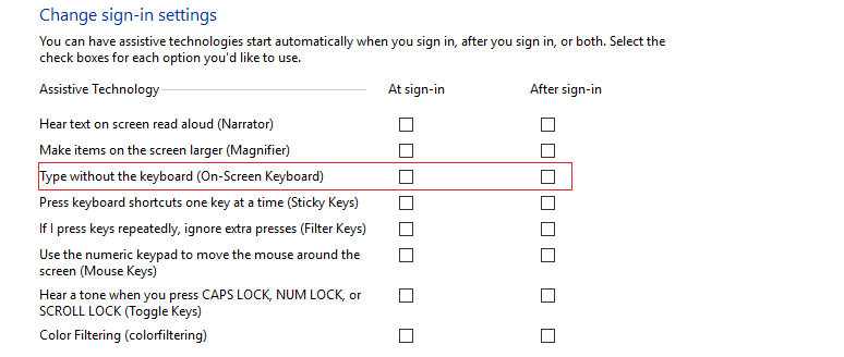 on-screen keyboard