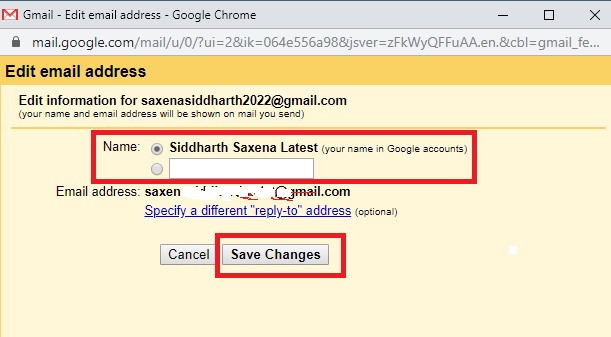 change name in gmail