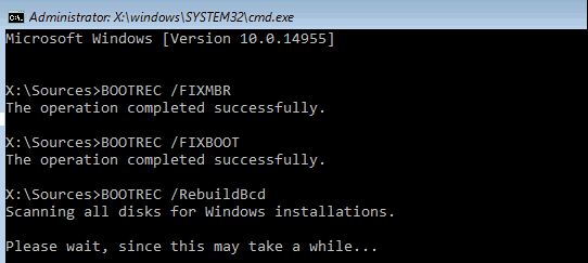 bootrec /fixmbr windows 10