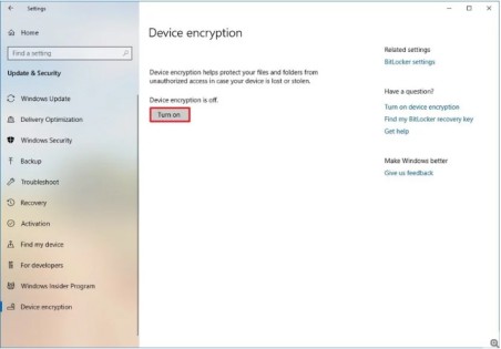 Device device Encryption Windows 10