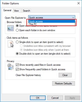 enable quick access in windows 10