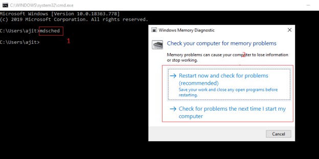 open windows memory diagnostic tool