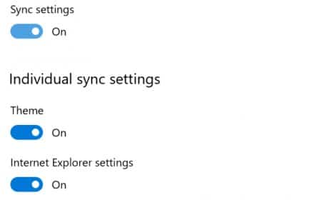 sync settings in windows 10