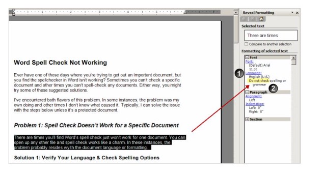 spell check not working in ms word